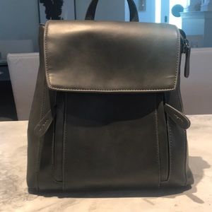 Gray vegan leather backpack and shoulder purse